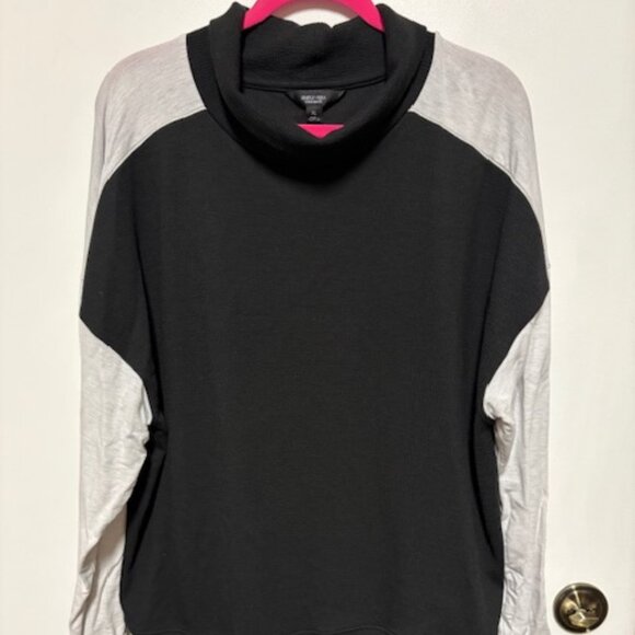 SIMPLY VERA WANG COWL NECK LONG SLEEVE BLACK RIBBED/GRAY SLEEVE PULLOVER. SZ. XL - Picture 1 of 4
